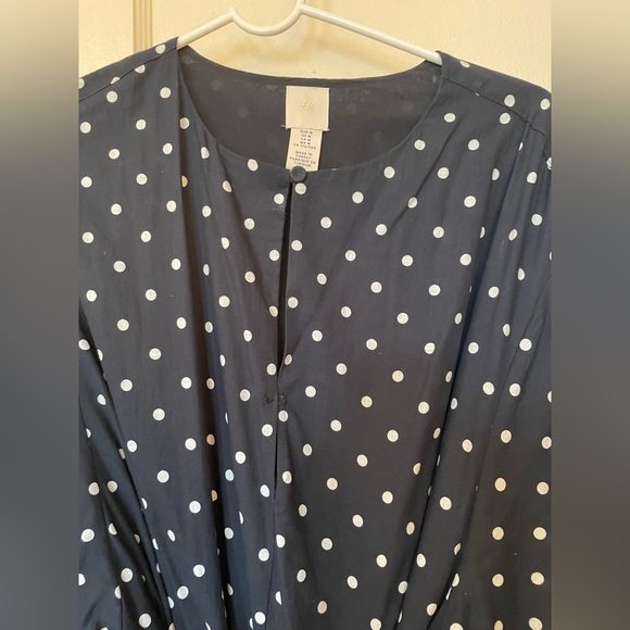 H&M navy blue polka dot peasant/skater dress - Picture 7 of 7
